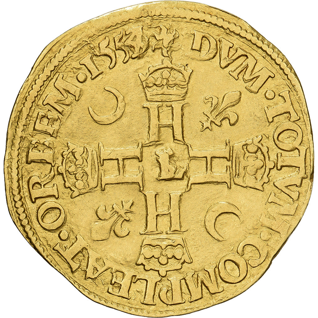 France, Henri II, Henri d'or, 1554/3/0, Bayonne, Or, TTB+, Gadoury:389C