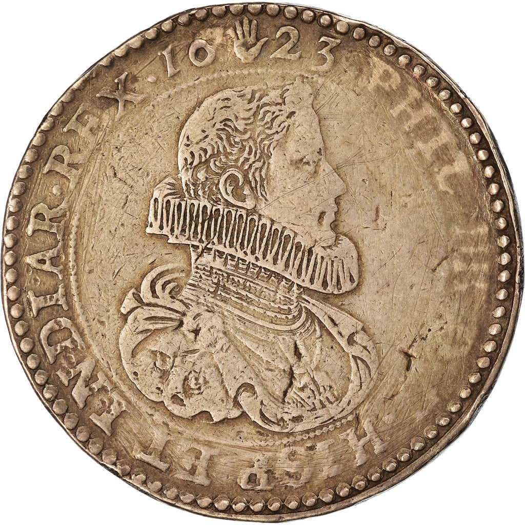 Países Bajos españoles, Philip IV, 2 Ducaton, 1623, Antwerp, Plata, BC+