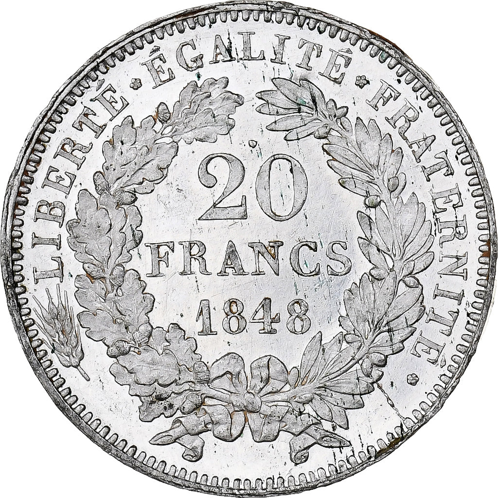 France, 20 Francs, Concours de Oudiné, 1848, Pattern, Tin, MS(60-62)