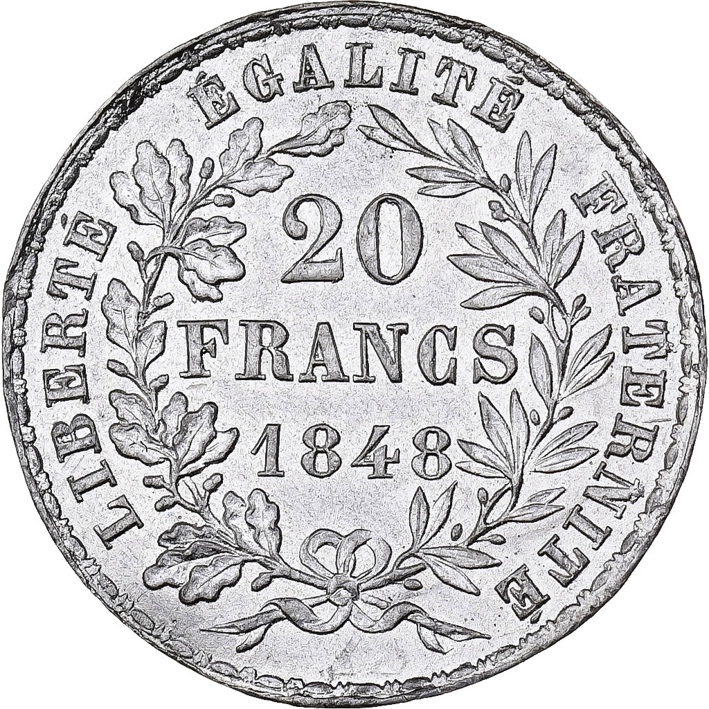 France, 20 Francs, Concours de Marrel, 1848, Pattern, Tin, MS(60-62)