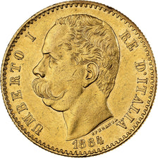 Włochy, Umberto I, 50 Lire, 1884, Rome, Złoto, EF(40-45), KM:25