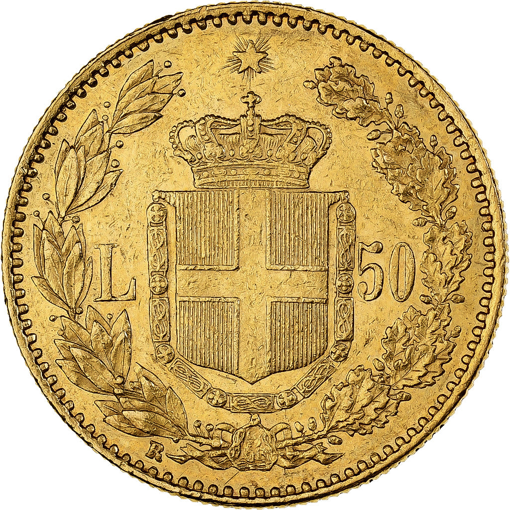 Italia, Umberto I, 50 Lire, 1884, Rome, Oro, BB, KM:25