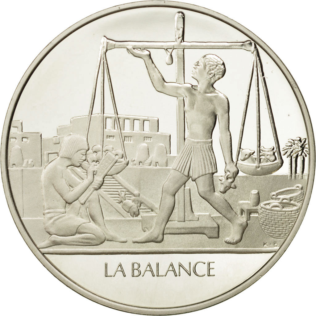 France, Medal, La balance, Sciences & Technologies, FDC, Argent