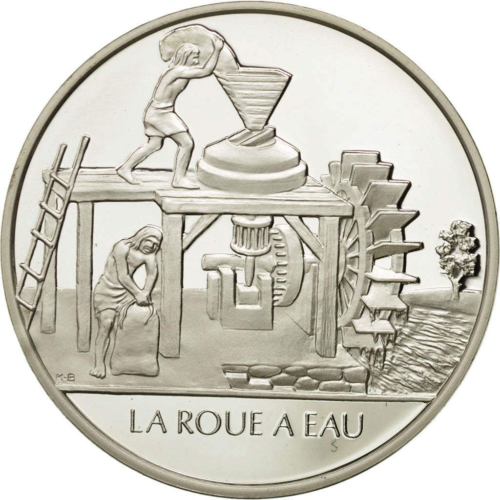 France, Medal, La roue à eau, Sciences & Technologies, FDC, Argent
