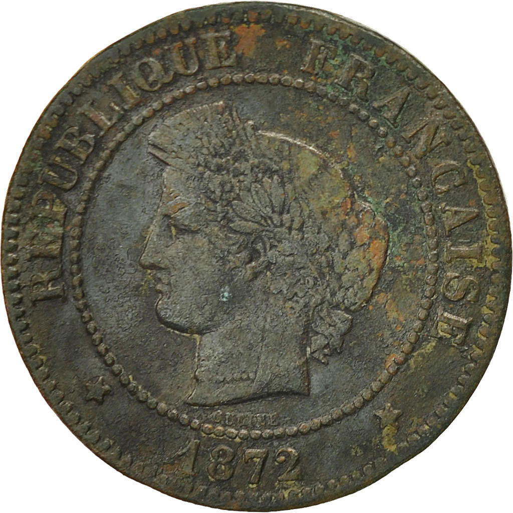Münze, Frankreich, Cérès, 5 Centimes, 1872, Paris, S+, Bronze, KM:821.1