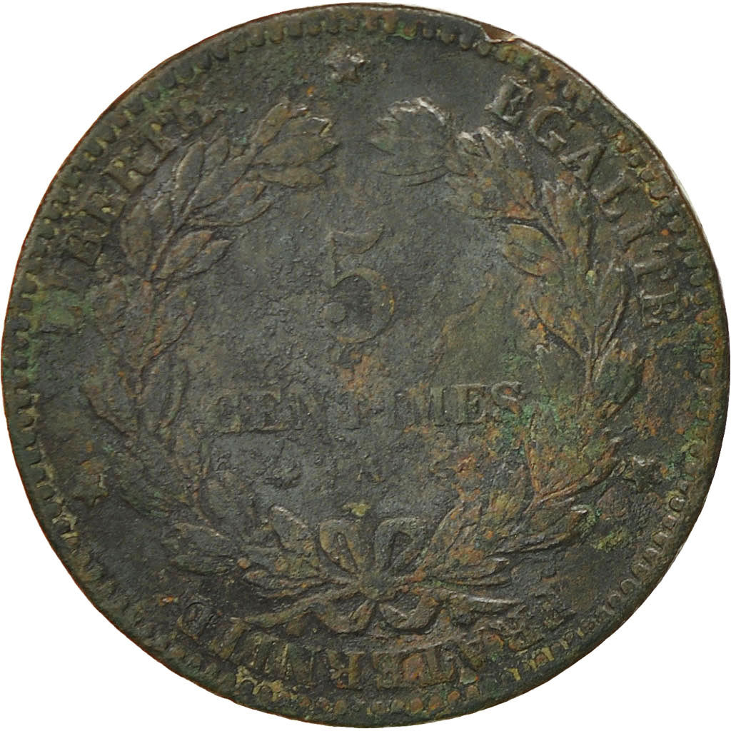 Münze, Frankreich, Cérès, 5 Centimes, 1872, Paris, S+, Bronze, KM:821.1