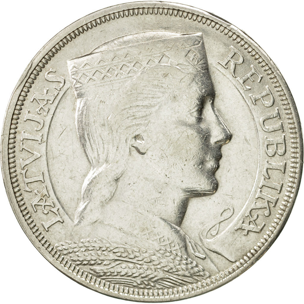 Coin, Latvia, 5 Lati, 1931, AU(50-53), Silver, KM:9