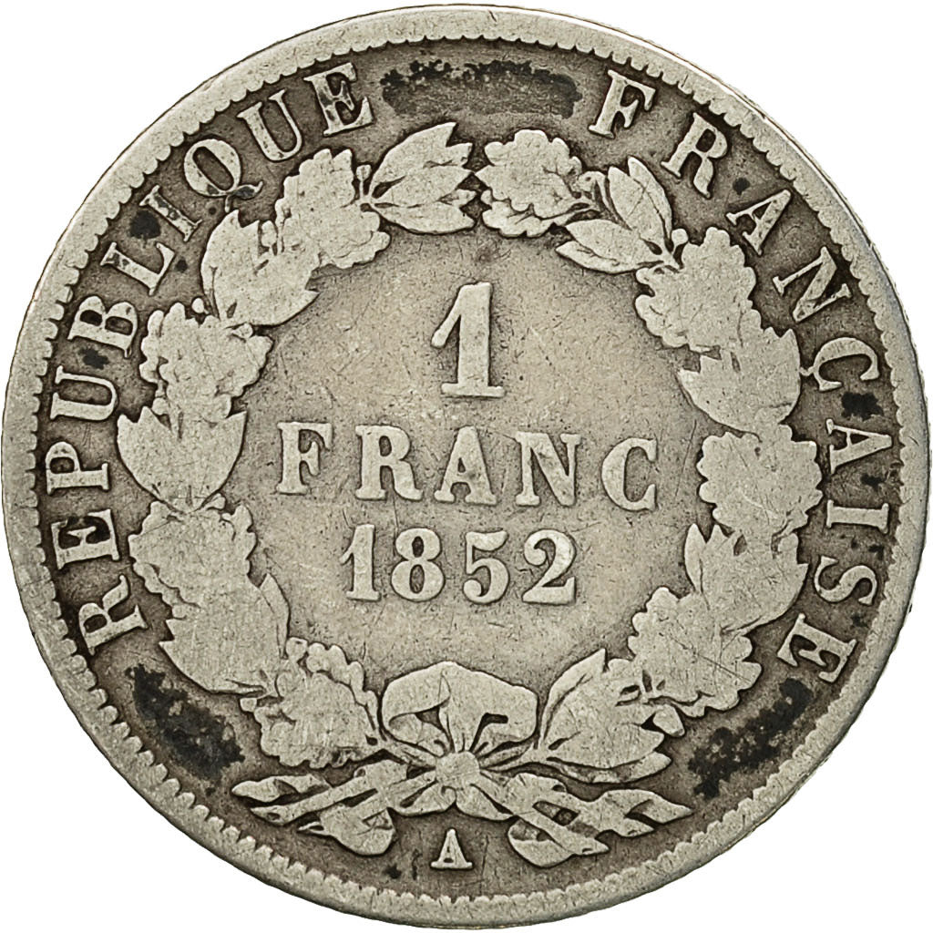 Munten, Frankrijk, Napoleon III, Napoléon III, Franc, 1852, Paris, FR, Zilver
