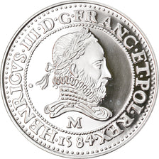 Francia, medalla, Reproduction du Franc au Col Fraisé, Henri III, FDC, Plata