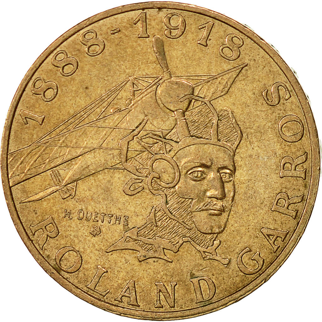 Coin, France, Roland Garros, 10 Francs, 1988, AU(55-58), Aluminum-Bronze