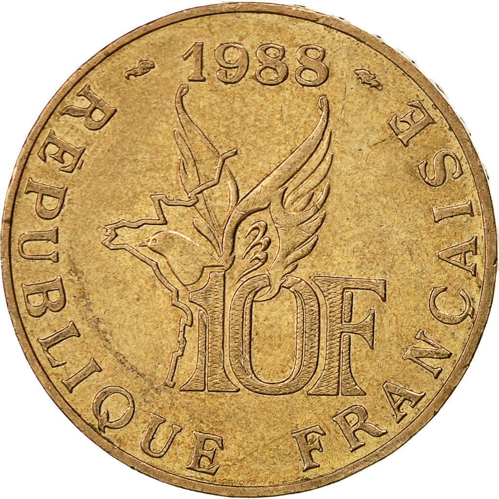 Coin, France, Roland Garros, 10 Francs, 1988, AU(55-58), Aluminum-Bronze