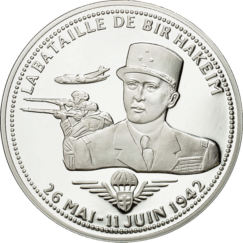 Francia, Medal, La Bataille de Bir Hakeim, History, FDC, Plata