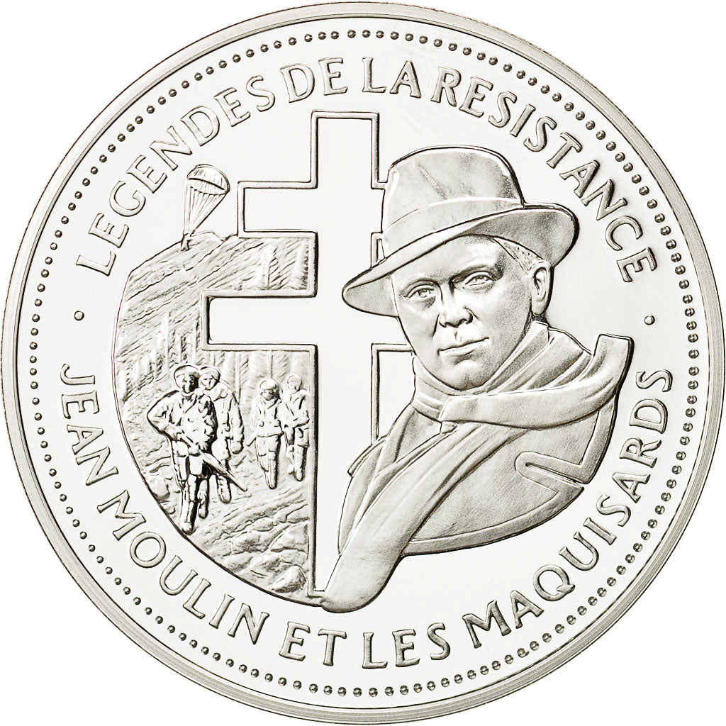 Francia, Medal, Résistance - Jean Moulin, History, FDC, Plata