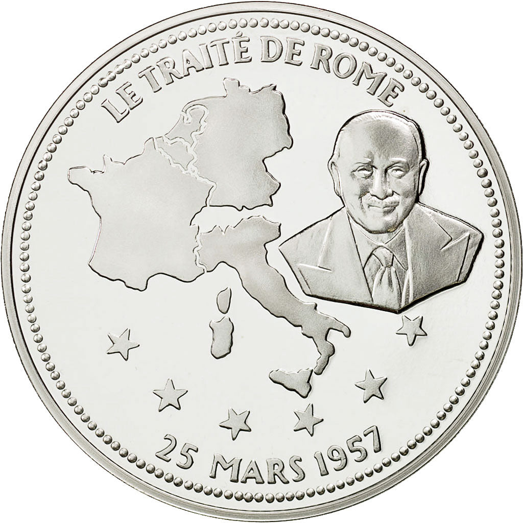 Francia, Medal, Le Traité de Rome, History, FDC, Plata