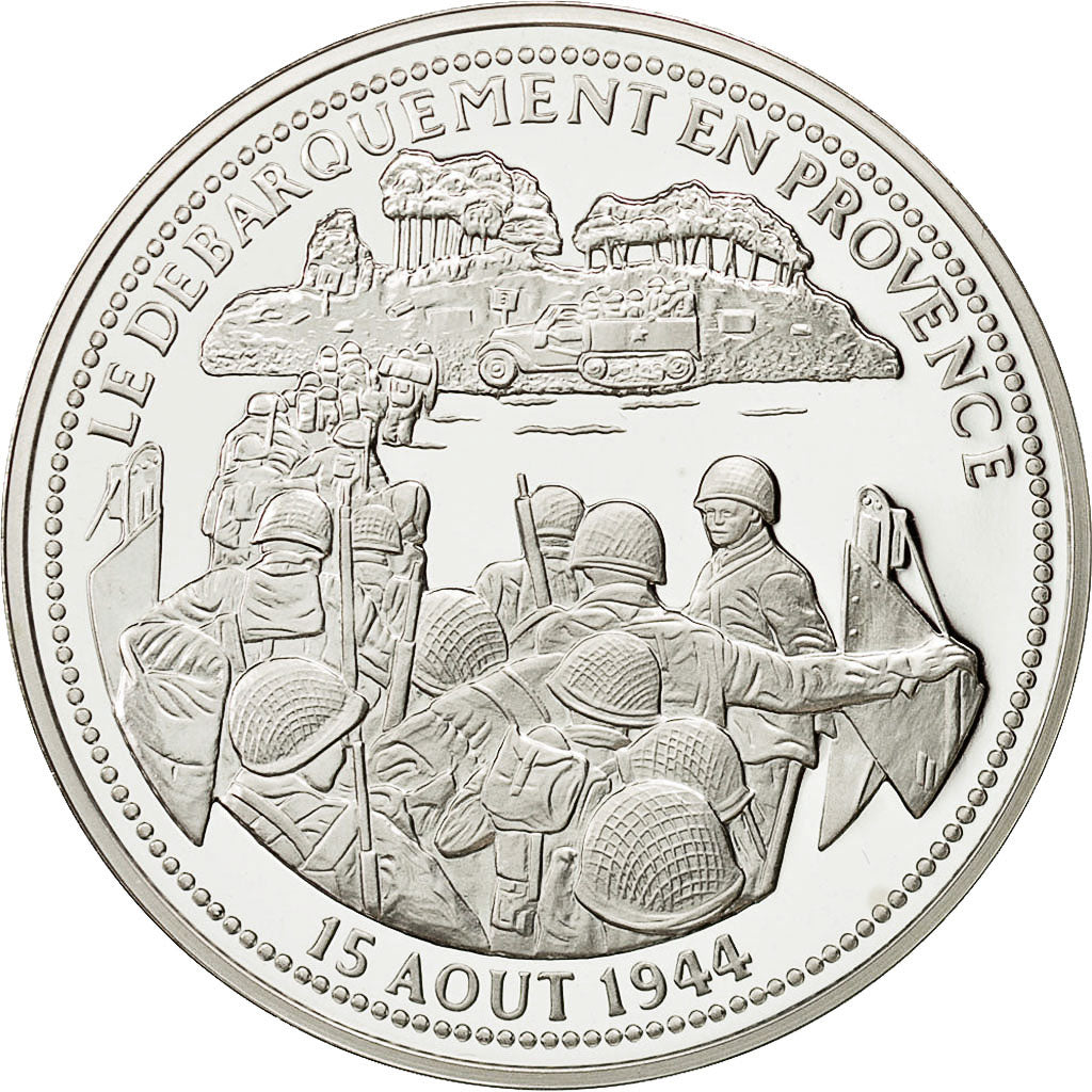 Francia, Medal, Le Débarquement en Provence, History, FDC, Plata