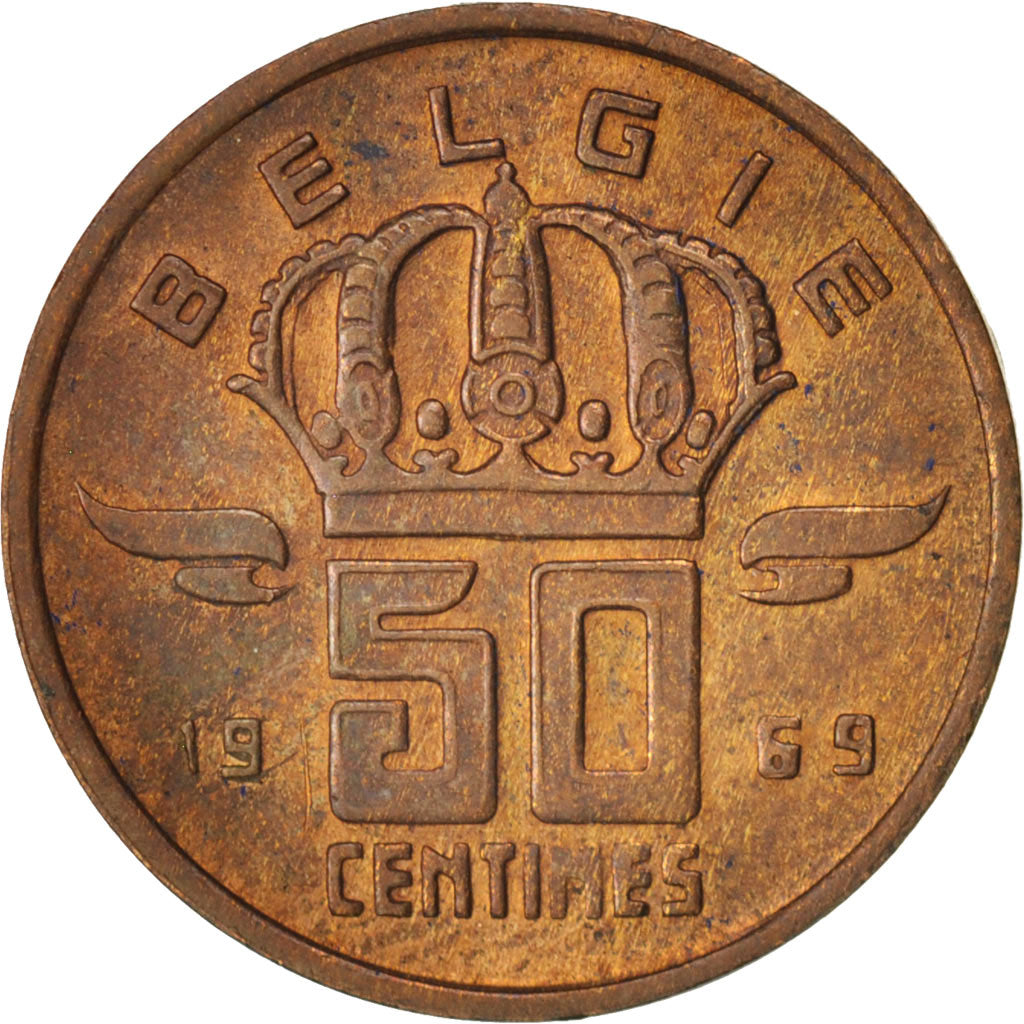 Coin, Belgium, Baudouin I, 50 Centimes, 1969, AU(55-58), Bronze, KM:149.1