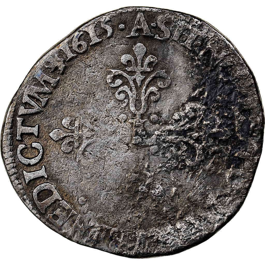 Frankrijk, Louis XIII, 1/2 Franc, tête nue au col fraisé, 1615, Paris, Zilver