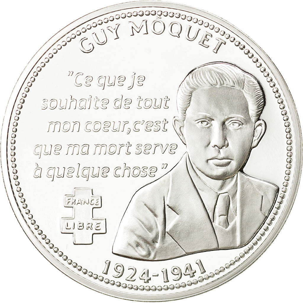 France, Medal, Nos Grands Hommes, Guy Môquet, History, MS(65-70), Silver