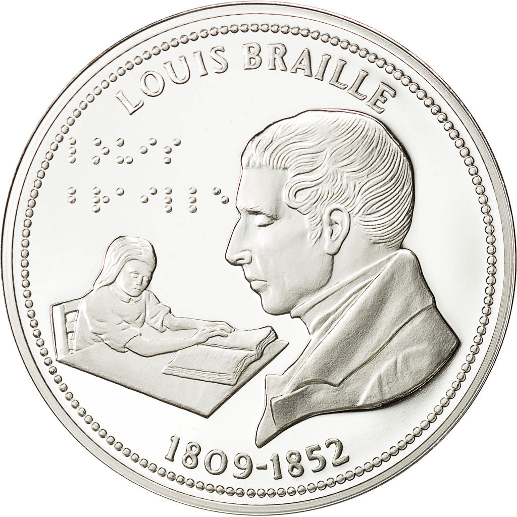 Francia, Medal, Nos Grands Hommes, Louis Braille, History, FDC, Plata