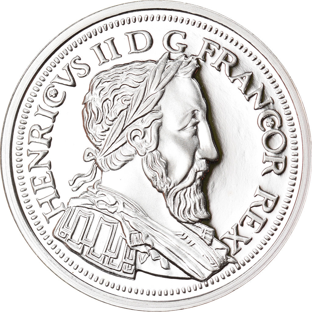 France, Medal, Reproduction du Teston au Croissant, Henri II, MS(65-70), Silver