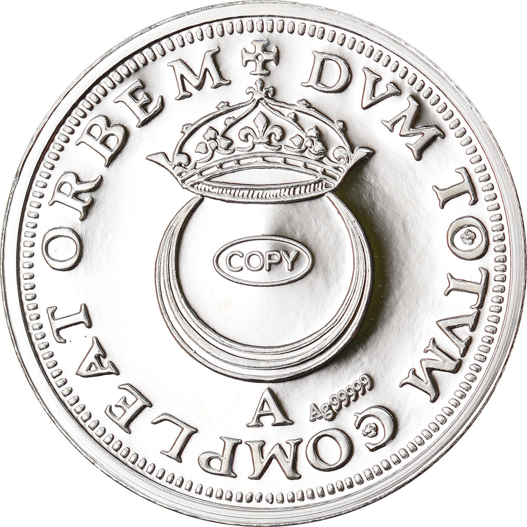 France, Medal, Reproduction du Teston au Croissant, Henri II, MS(65-70), Silver