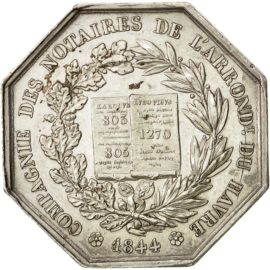France, Token, Notaires de l'arrondissement du Havre, 1844, Loursel, AU(55-58)