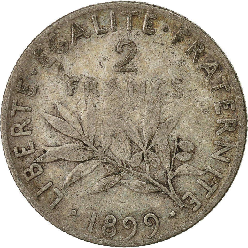 Moneta, Francia, Semeuse, 2 Francs, 1899, Paris, MB, Argento, KM:845.1