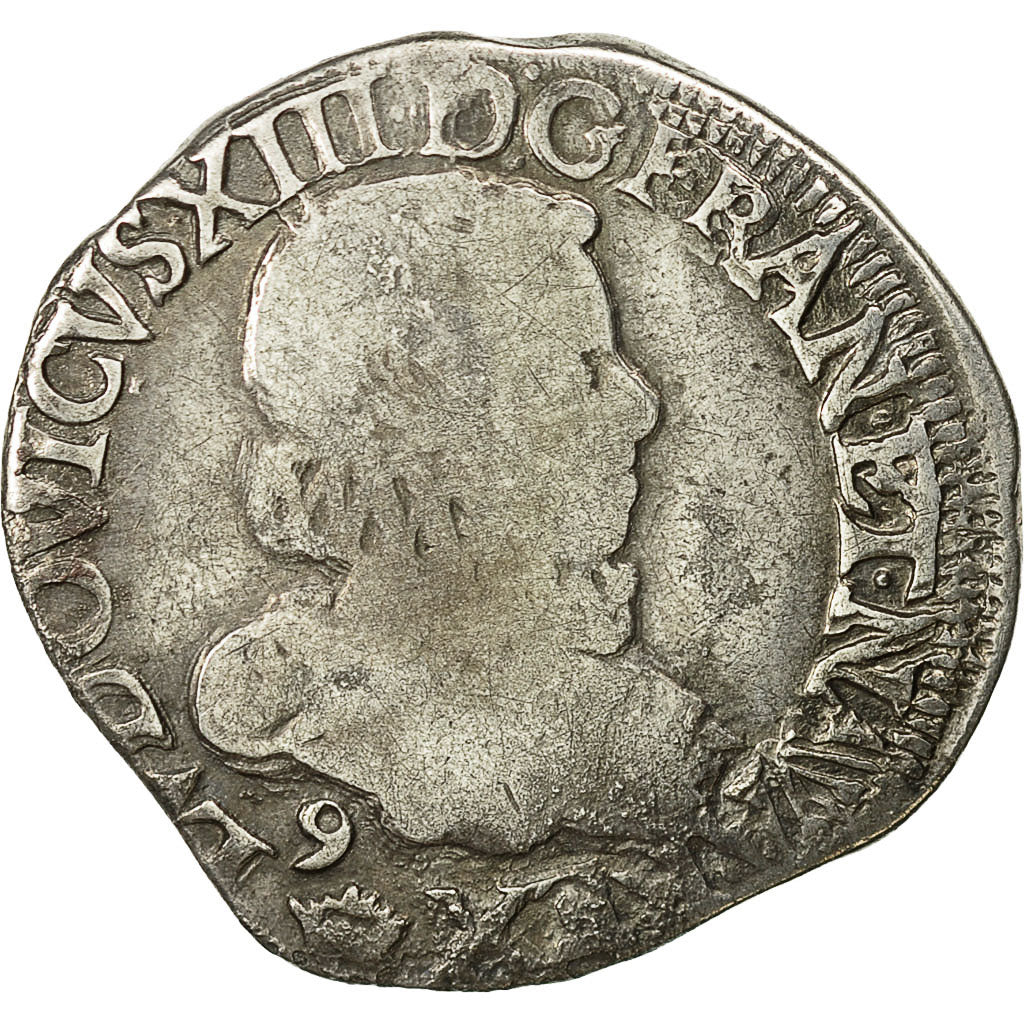 Moneta, Francia, Louis XIII, 1/2 Franc, tête nue au col fraisé, 1/2 Franc
