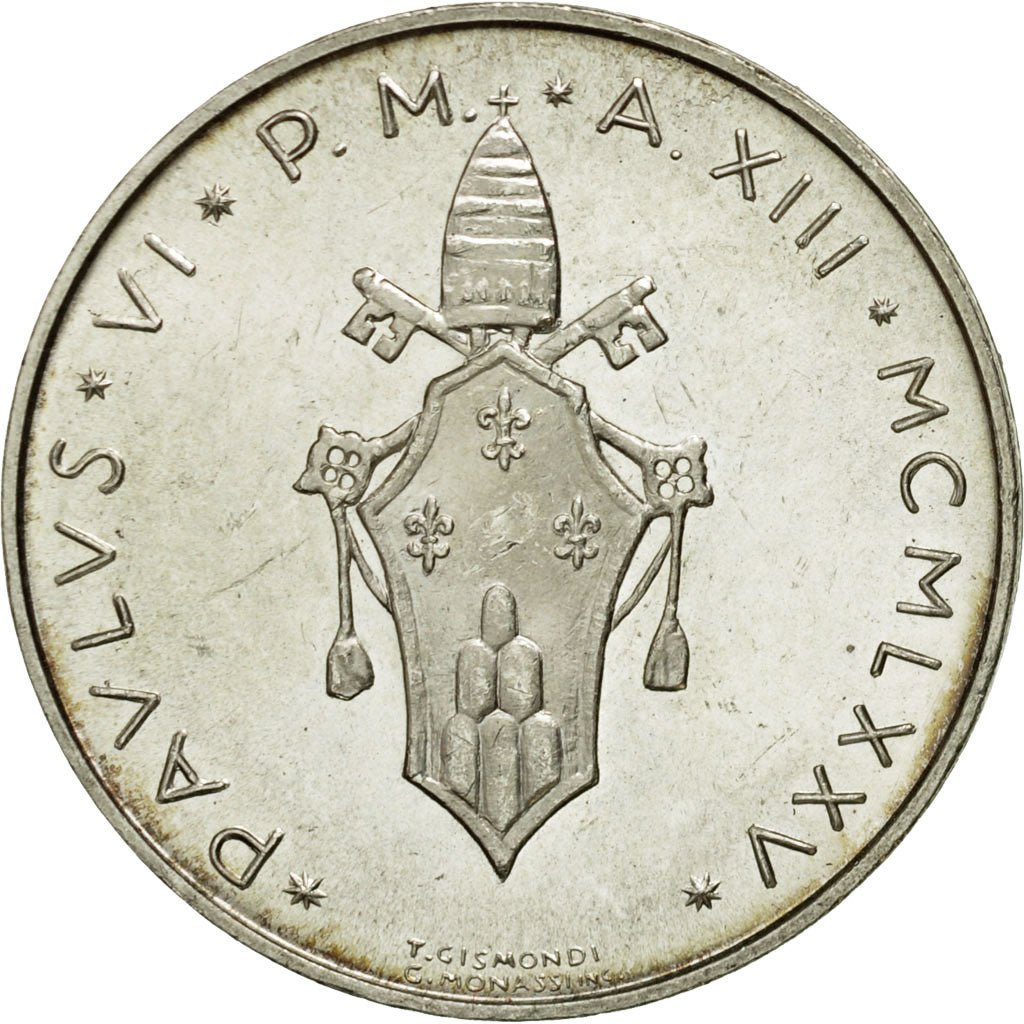 Coin, VATICAN CITY, Paul VI, 500 Lire, 1975, MS(60-62), Silver, KM:123