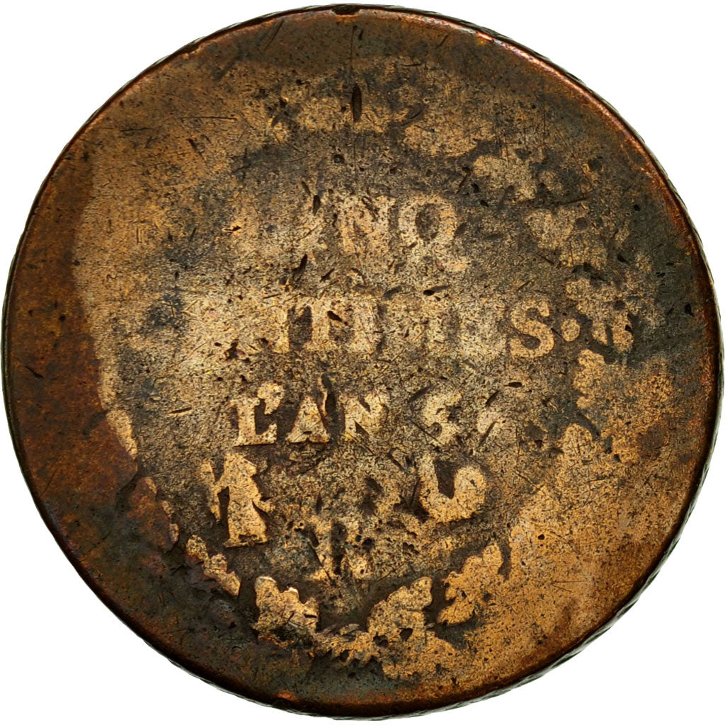 Coin, France, Dupré, 5 Centimes, 1796, Orléans, VG(8-10), Bronze, KM:640.9