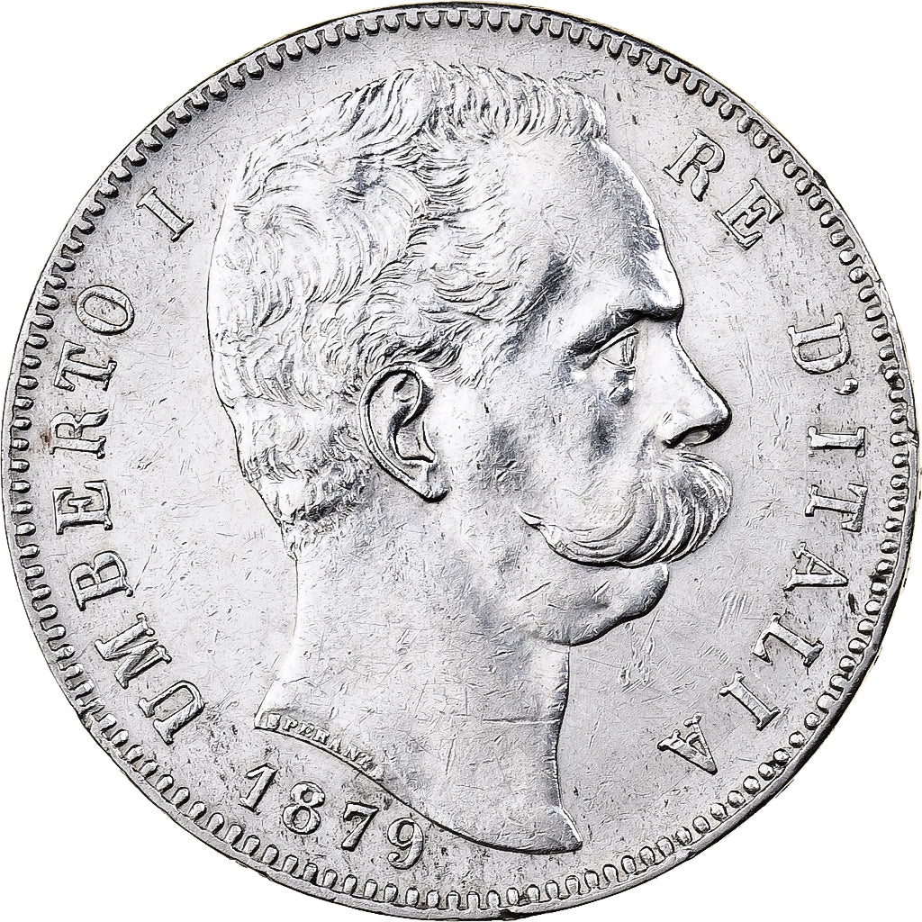 Italy, Umberto I, 5 Lire, 1879, Rome, Silver, AU(55-58), KM:20