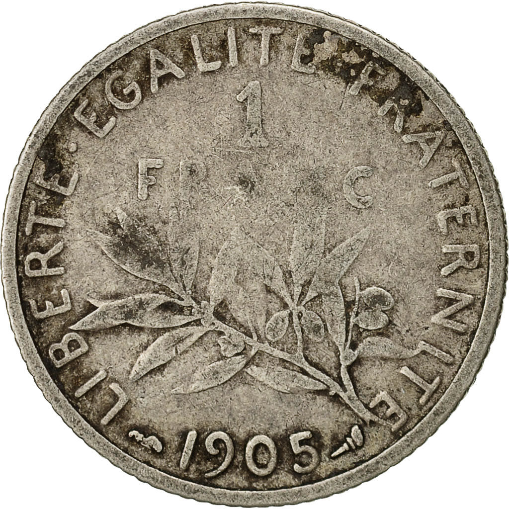 Monnaie, France, Semeuse, Franc, 1905, Paris, TB, Argent, Gadoury:467, KM:844.1
