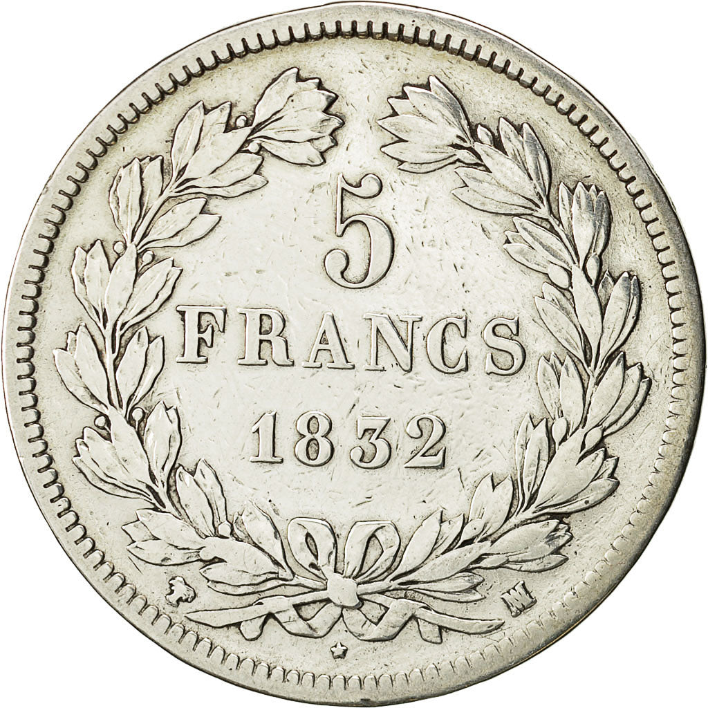 Münze, Frankreich, Louis-Philippe, 5 Francs, 1832, Marseille, S+, Silber