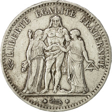 Coin, France, Hercule, 5 Francs, 1876, Bordeaux, EF(40-45), Silver, KM:820.2
