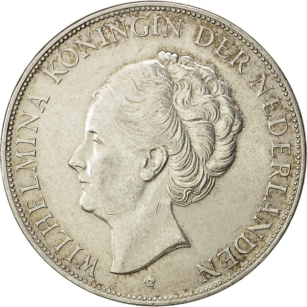 Coin, Netherlands, Wilhelmina I, 2-1/2 Gulden, 1938, AU(55-58), Silver, KM:165