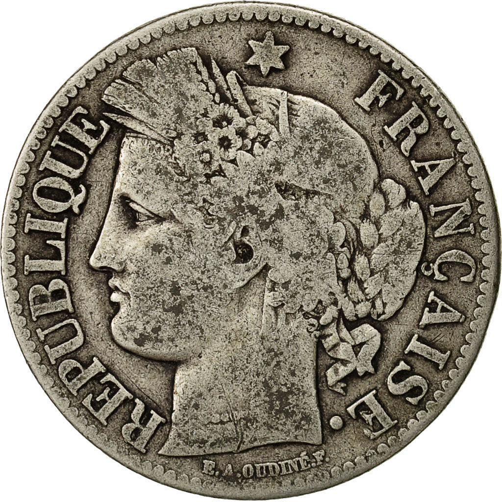 Coin, France, Cérès, 2 Francs, 1871, Paris, VF(20-25), Silver, KM:817.1