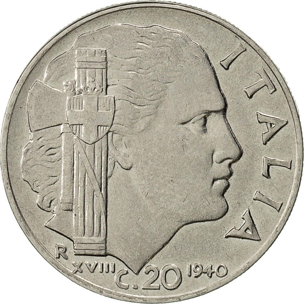 Moneta, Italia, Vittorio Emanuele III, 20 Centesimi, 1940, Rome, SPL, Acciaio