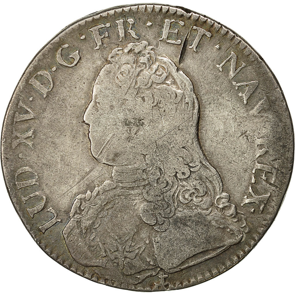Coin, France, Louis XV, Écu aux branches d'olivier, 1738, Aix, VF(30-35)
