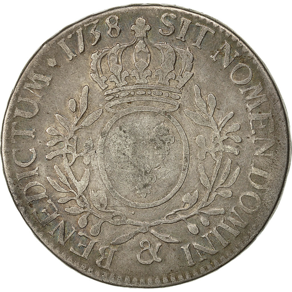 Coin, France, Louis XV, Écu aux branches d'olivier, 1738, Aix, VF(30-35)