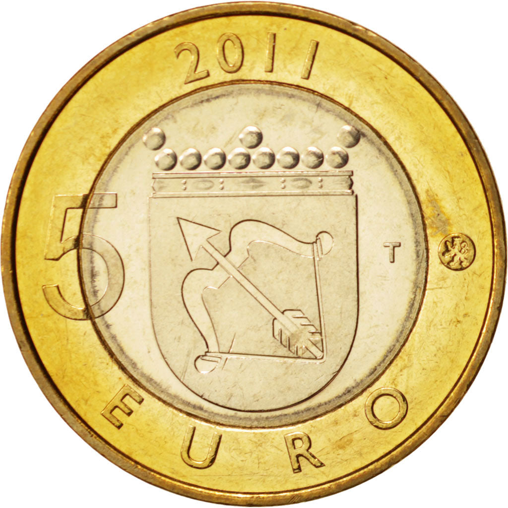 Finlandia, 5 Euro, 2011, Vantaa, MS(63), Bimetaliczny, KM:162