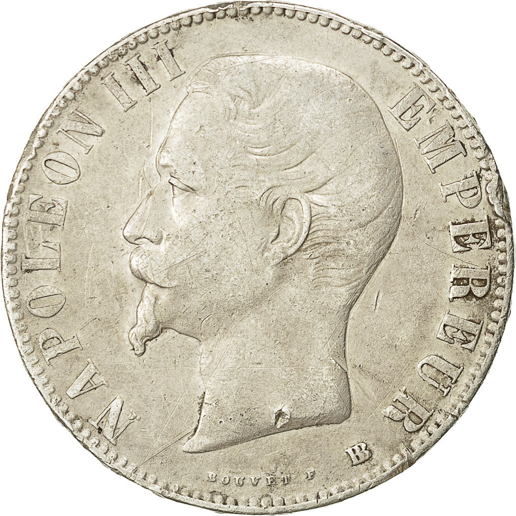 Coin, France, Napoleon III, 5 Francs, 1855 BB, VF(20-25), Silver, KM 782.2