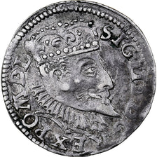 Polonia, Sigismund III, 3 Grosze, 1597, Poznan, Argento, BB