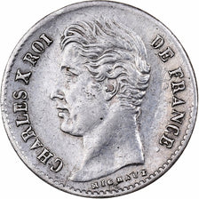 France, Charles X, 1/4 Franc, 1829, Rouen, Silver, AU(50-53), Gadoury:353