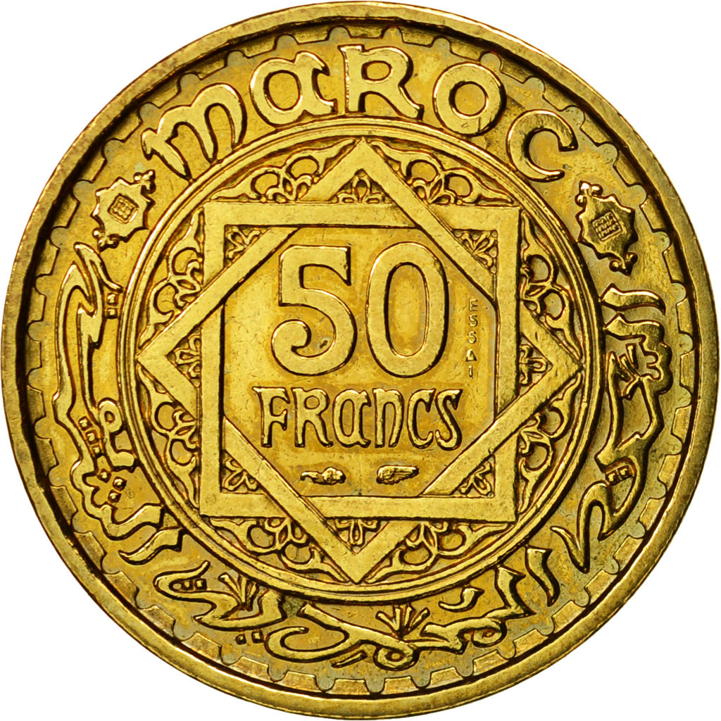 Monnaie, Maroc, 50 Francs, AH 1371/1952, Paris, ESSAI, SPL, Aluminum-Bronze