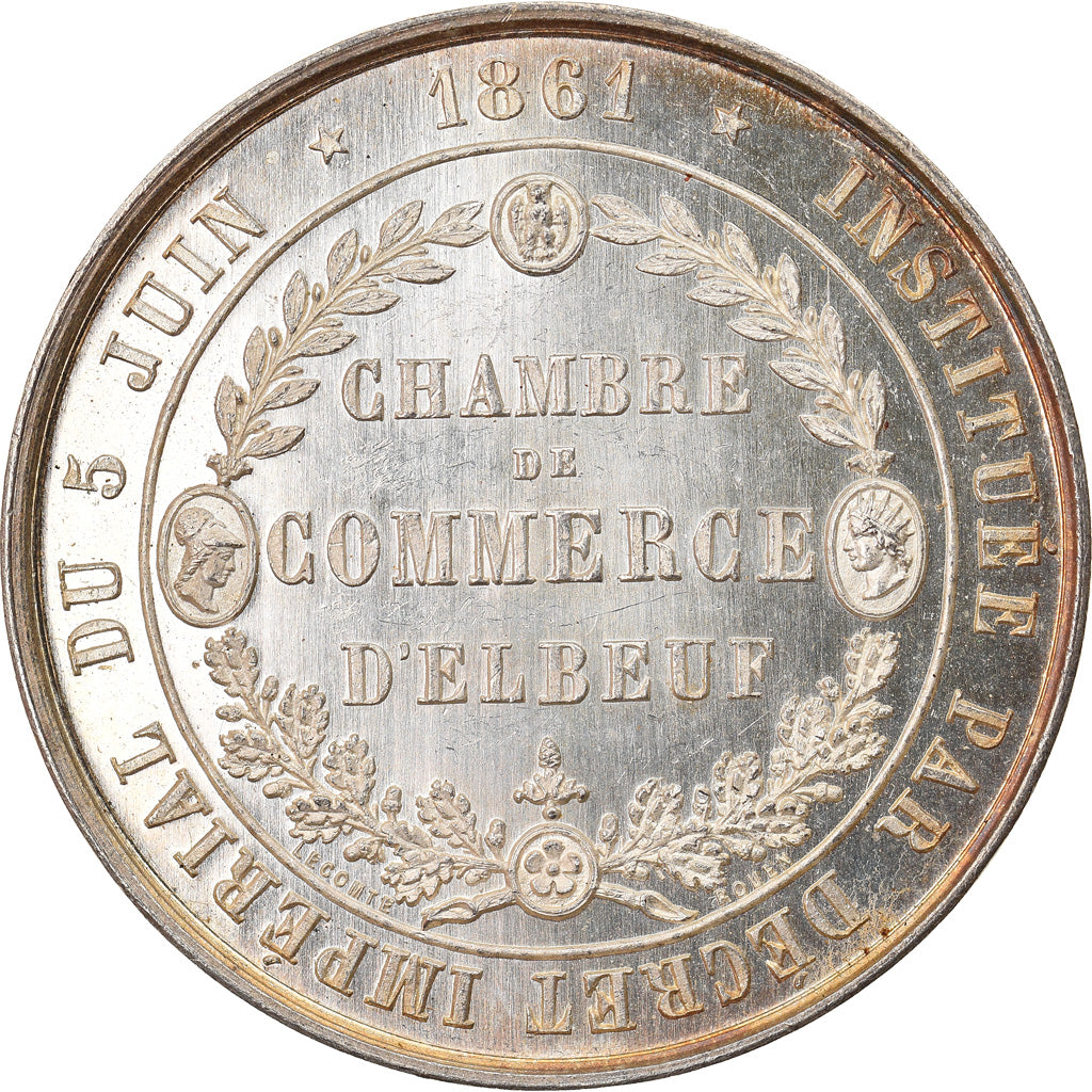 Francia, Token, Chambre de Commerce d'Elbeuf, 1861, Lecomte, SPL, Argento