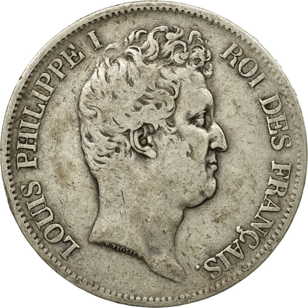 Moneta, Francia, Louis-Philippe, 5 Francs, 1831, Rouen, MB+, Argento, KM:735.2