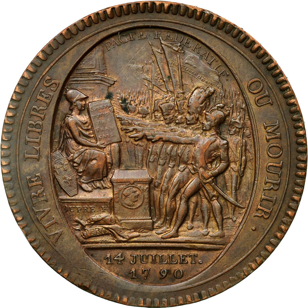 France, Monneron de 5 Sols, 1792, Birmingham, Bronze, AU(55-58), Brandon:223