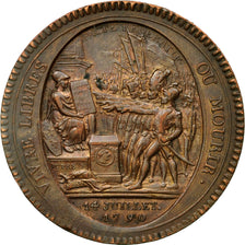 France, Monneron de 5 Sols, 1792, Birmingham, Bronze, AU(55-58), Brandon:223