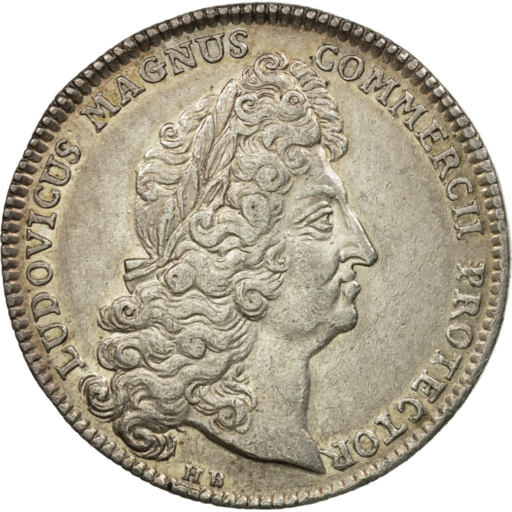 Francia, ficha, Louis XIV, Chambre de Commerce de Rouen, 1712, Argento, SPL-