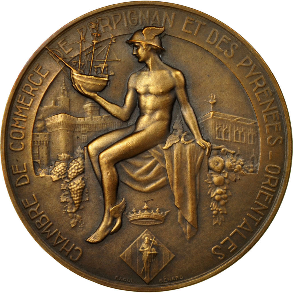 Frankrijk, Medaille, Chambre de Commerce de Perpignan, 1927, Bronzen, Benard